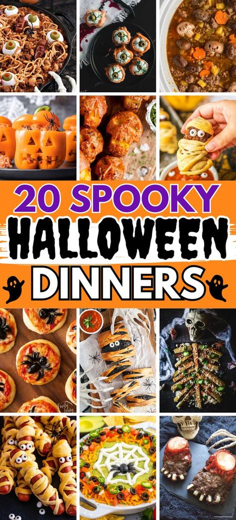 Halloween Dinner – Wondering what to make for Halloween party? Get inspired by these frightfully good and spooky dinner ideas! Halloween themed food dinner easy, spooky dinner ideas parties food, spooky Halloween dinner recipes, creepy halloween food dinner, easy halloween dinner ideas for adults, halloween dinner for kids, halloween entrees food ideas, Halloween buffet, Halloween main dishes for parties, spooky family dinner ideas. Halloween Dinner Main Dish, Easy Halloween Main Dishes, Halloween Main Dishes Party Ideas, Family Halloween Dinner Ideas, Friday The 13 Dinner Ideas, Halloween Food For Party Buffet, Scary Halloween Meals, Halloween Party Menu Food, Orange And Black Food Ideas