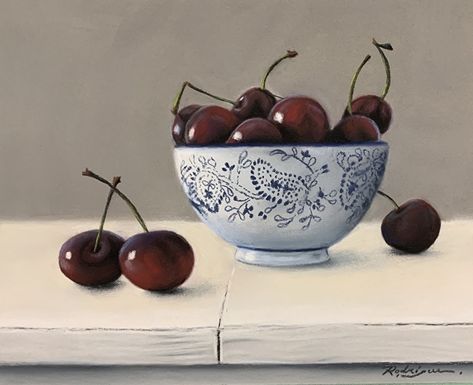 Bowl of Cherries No. 2 by Carole Rodrigue Pastel ~ 8 x 10 Pastel Still Life, Cherries Painting, Bowl Of Cherries, Still Life Art, Small Bowl, Pastel Art, Artist Websites, Still Life Painting, Fruit Bowl