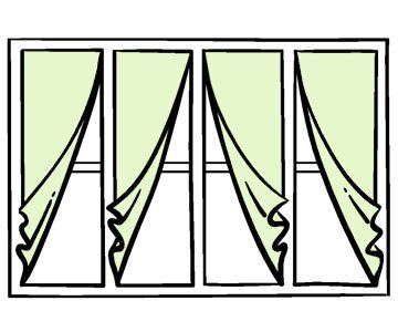 tent-flap panels Curtains Inside Window Frame, Inside Window, Bay Window Curtains, Types Of Window Treatments, Double Window, Saint Andrews, Double Hung Windows, Farmhouse Windows, Window Ideas