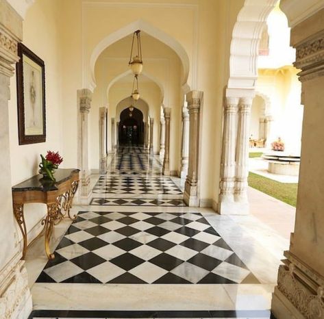 Indian Marble Flooring, Marble Design Floor, Statue Of Liberty Facts, Rambagh Palace, Floor Pattern Design, Granite Floor, Marble Flooring Design, Heritage Hotel, Resort Design