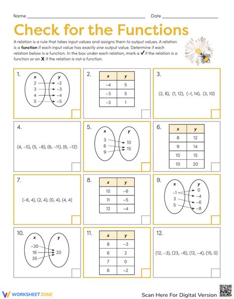 Linear Function, Work Sheet, Algebra Worksheets, Eighth Grade