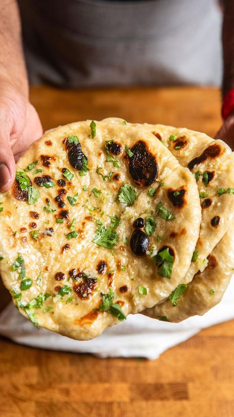 Dipping naan in the saucy dishes we’ve been making is an absolute favorite of our family. Today, I’m showing you how I make it! Ingredients:     •    Flour (all purpose or whole wheat)     •    Yeast (instant or active dry)     •    Salt     •    Non-dairy milk or water     •    Sugar (syrup or cane)     •    Optional: Vegan butter     •    Optional: garlic, parsley, cilantro, etc Full recipe linked in my bio or You can also go to makeitdairyfree.com and search “naan” #vegan #VegansOfIG #v Andrew Bernard, Garlic Naan, Non-dairy Milk, Sugar Syrup, Dairy Milk, Vegan Butter, Whole Wheat, Naan, Parsley