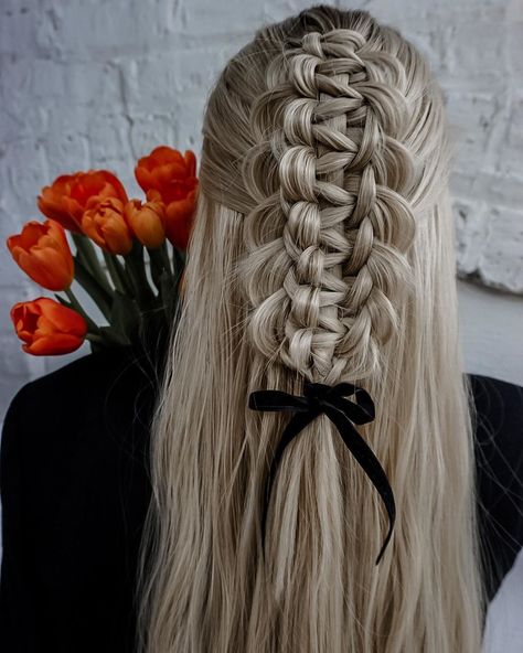 Macrame Braid, Loose Side Braids, Double Ponytail, Ribbon Braids, Dutch Braids, Pigtail Braids, Low Maintenance Hair, Clip Hairstyles, Ribbon Hairstyle