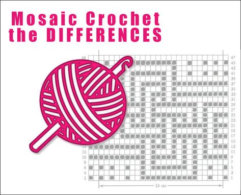 Mosaic Crochet Overview - the Differences Mosaic Crochet Tutorials, Crochet Mosaic, How To Mosaic Crochet Step By Step, Mosaic Crochet In The Round, Overlay Mosaic Crochet, Inset Mosaic Crochet, Inset Mosaic Crochet Pattern, Mosaic Crochet Written Pattern, Free Mosaic Patterns