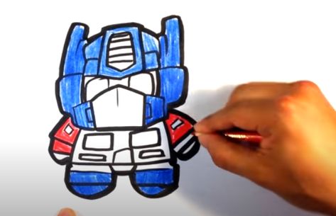 How to Draw Optimus Prime from Transformers (cute) - Easy Pictures to Draw #drawing #howtodraw #howtodrawprimetransformers Easy Transformers Drawings, Optimus Prime Drawing Easy, How To Draw Optimus Prime, Transformers Drawing Easy, Transformers Art Drawing, Transformers Cute, Optimus Prime Drawing, Draw Optimus Prime, Preschool Decorations