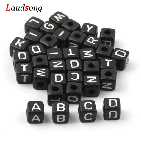 Casual Black Jewelry With Letter Beads, Black Letter Beads Bracelet For Party, Cheap Black Necklace With Letter Beads, Affordable Black Letter Beads Jewelry, Cheap Black Letter Beads, Cheap Beads, Name Bracelets, Necklace Accessories, Alphabet Beads