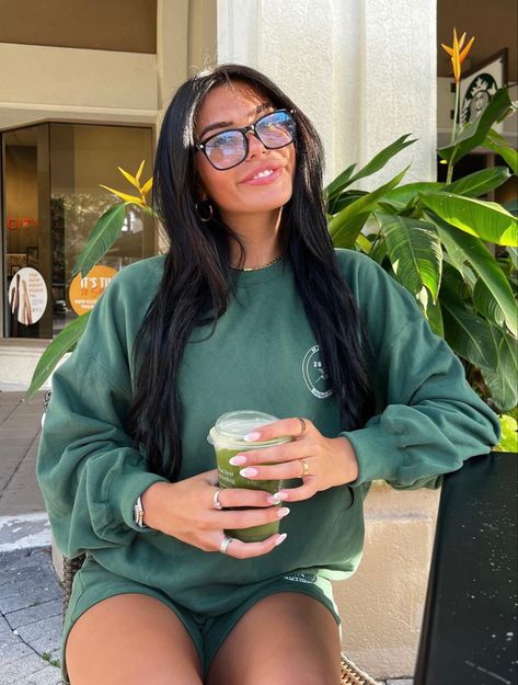 IG: @azariamckinnon Azaria Mckinnon, Brunette Girl, Living Well, Matcha, Round Sunglasses, Sunglasses Women, Sunglasses