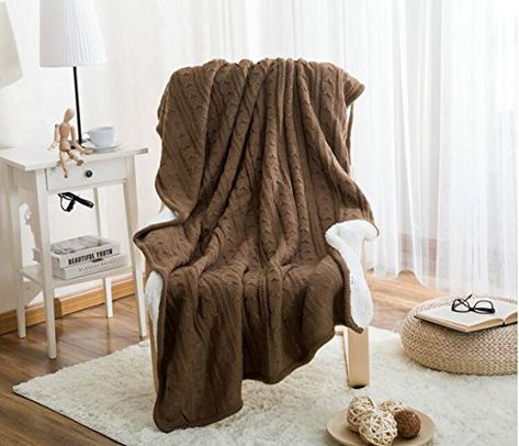 Homeorganizer Tech 100percent Cotton Cable Knitted Woven Soft Throw Sofabeddingcouch Cover Twist Pattern Blanket with Sherpa Lining for All Season 47 by 70 Coffee -- This is an Amazon Associate's Pin. You can get additional details at this Amazon Affiliate link. Cable Knit Throw Blanket, Sofa Throws, Cable Knit Throw, Shoe Rack Living Room, Decorative Throws Blanket, Light Study, Blanket Christmas, Twist Pattern, Home Office Furniture Desk