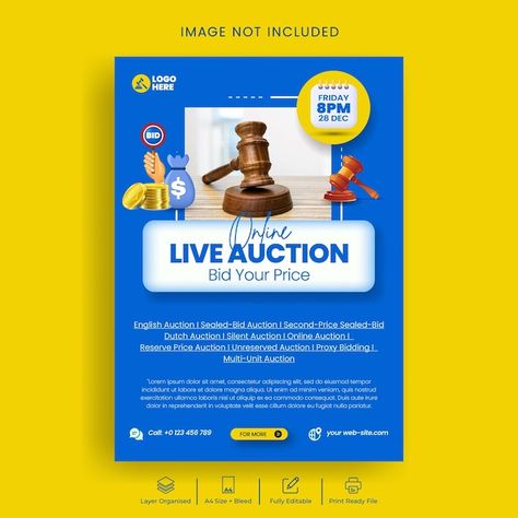 Vector live auction print flyer or poste... | Premium Vector #Freepik #vector Auction Poster Design, Auction Poster, Poster Template Design, Poster Template, Vector Photo, Flyer Design, Premium Vector, Poster Design, Template Design