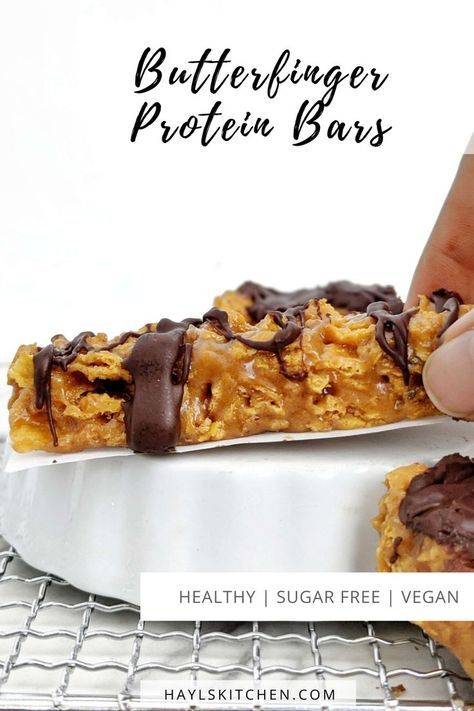 Butterfinger Protein Balls, Healthy Butterfinger, Butterfinger Recipe, Butterfinger Recipes, Flake Recipes, Healthy Protein Bars, Protein Baking, High Protein Desserts, Healthy Cheesecake