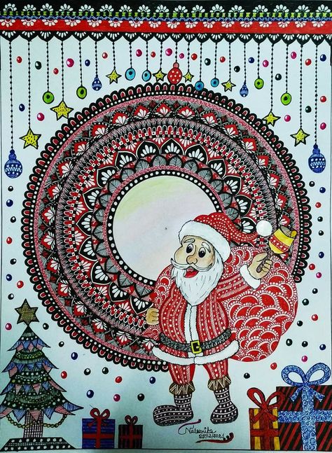 Mandala Art Design Creative, Mandala Art Design Creative Beautiful, Christmas Mandala Art, Zentangle Christmas, Colour Mandala, Mandala Art Design, Mandala Arts, Christmas Mandala, Contemporary Folk Art