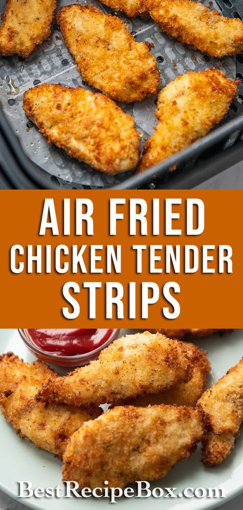 Air Fryer Chicken Tenders Healthy, Air Fried Chicken Strips, Air Fry Chicken Tenders, Chicken Strips Air Fryer, Fried Chicken Strips Recipe, Air Fryer Chicken Strips, Chicken Tenders Air Fryer, Dinner Receipts, Airfryer Food