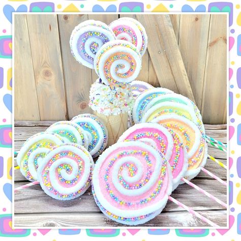 Fake Lollipop, Faux Desserts, Iphone Computer, Wreath Embellishments, Lollipop Decorations, Large Lollipops, Giant Lollipops, Candy Decor, Donut Ice Cream