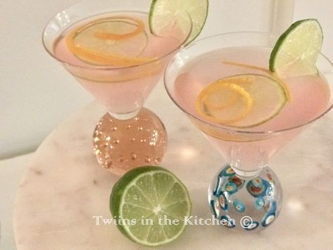 Cosmos for a Crowd – Twiins in the Kitchen® Cosmo Drink, Lime Sherbert, Ocean Spray Cranberry, Citrus Vodka, Cranberry Juice Cocktail, Cocktail Ideas, Vodka Martini, Ocean Spray, Cocktail Night