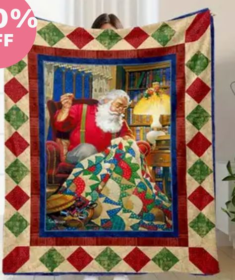 Santa Quilt, Tapestry Hanger, Panel Quilt Patterns, Vintage Bouquet, Quilted Throw Blanket, Quilt Border, Precut Quilts, Vintage Santa Claus, Quilts Ideas