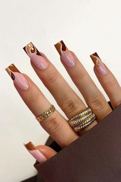 At Polish Palace, we bring November Nails Fall, November Nail, November Nail Designs, Stylish Nail Art, Pink French Nails, Brown Acrylic Nails, Thanksgiving Nail Designs, Thanksgiving Nail, Stickers Halloween