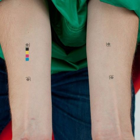 Color Swatch Tattoo, Small Object Tattoo, Cmyk Tattoo, Object Tattoos, Graphic Design Tattoo, Graphic Design Inspiration Illustration, Graphic Design Inspiration Branding, Simbolos Tattoo, Tatoo 3d