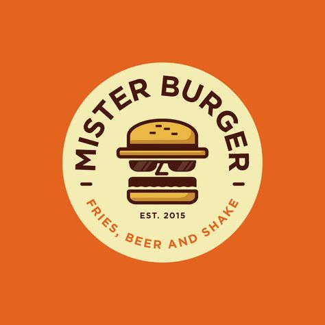 Logo with burger Burger Logo Design, Burger Branding, Burger Logo, Fast Food Logos, Restaurant Logos, Burger Shop, Food Logos, Creative Logos, Burger Restaurant