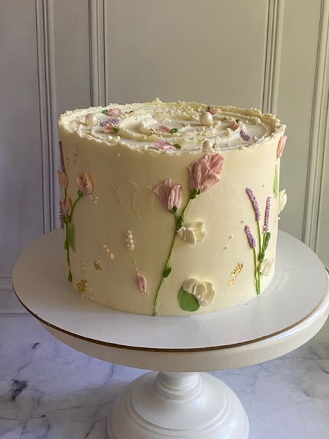 Dainty Flower Cake, Flower Cake, Violet, Cake