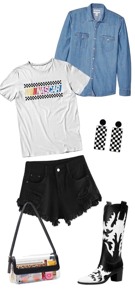 Nascar Fashion, Race Day Outfits Indy 500, Nascar Outfit For Women Summer, Daytona 500 Outfit Women, Nascar Race Day Outfits, Daytona 500 Outfit, Race Track Outfit, Race Track Outfit Women, Nascar Race Day Outfits Women