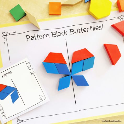 Practice completing an image along a line of symmetry with these hands-on pattern block task cards. Students have to complete the butterfly along the line of symmetry. Each task card is based on a real-life butterfly! Butterfly Math Activities, Symmetry Math, Line Of Symmetry, Butterfly Lifecycle, Spring Kindergarten Activities, Butterfly Study, Sun Activity, Symmetry Activities, Asd Classroom