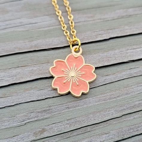 #jewellery #fashion #FashionAccessories #viral #trending #beautiful #reel #trendingstatus Sakura Necklace, Cherry Blossom Necklace, Japanese Stuff, Japanese Jewelry, Memory Locket, Sakura Flower, Gift For Wedding, Floral Jewelry, Teal Turquoise