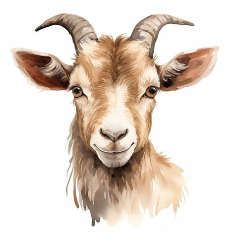 Goat Art, Cute Goats, Diy Watercolor Painting, Goat Farming, Mountain Goat, Diy Watercolor, Watercolor Art Prints, Antique Shops, Farm Animals