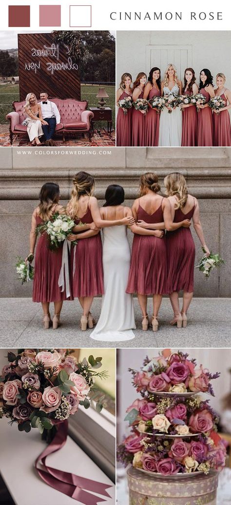 Cinnamon Rose Bridesmaid, Cinnamon Rose Wedding, Cinnamon Wedding, Rose Bridesmaid, Shots Wedding, Cinnamon Rose, Wedding Color Ideas, Dusty Rose Bridesmaid Dresses, Rose Bridesmaid Dresses