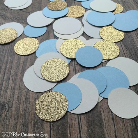 Light Blue/Ivory/Gold Confetti Mix - Circle Confetti - Birthdays - Baby Showers - Bridal Showers - Wedding - Table Confetti, Party Decor #babyshowerideas4u #birthdayparty  #babyshowerdecorations  #bridalshower  #bridalshowerideas #babyshowergames #bridalshowergame  #bridalshowerfavors  #bridalshowercakes  #babyshowerfavors  #babyshowercakes Birthday Party Ideas For Kids, Blue Birthday Parties, Sweet 16 Decorations, Winter Onederland Birthday, Confetti Birthday, Bridal Shower Cakes, Glitter Decor, Table Confetti, Winter Onederland