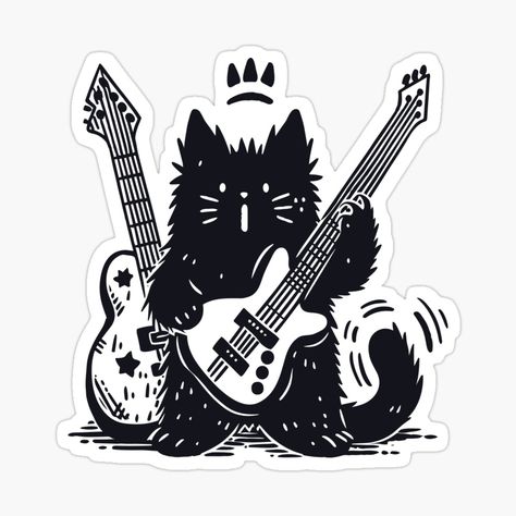 Get my art printed on awesome products. Support me at Redbubble #RBandME: https://www.redbubble.com/i/sticker/Cat-rocker-metal-cat-Cats-Like-Metal-by-DioSo/151753051.EJUG5?asc=u Sticker Ideas Printable, Metal Stickers, Cats Stickers, Make Your Own Stickers, Diagram Architecture, Printable Crafts, Buy A Cat, Diy Stickers, Cat Stickers