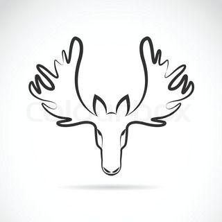 Vector images of moose deer head Moose Antler Drawing, Fine Line Moose Tattoo, Moose Outline Tattoo, Moose Head Tattoo, Moose Antler Tattoo, Head Outline Drawing, Moose Tattoos, Moose Drawing, Antlers Drawing