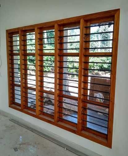 Window Grill Design Indian Style, Wooden Window With Grill Design, Window Grill Design For Wooden Frame, Indian Window Design Modern, Indian Wood Window Design, Wooden Window Design Kerala, Front Window Design Indian, Wooden Window Design Indian, Window Design Interior