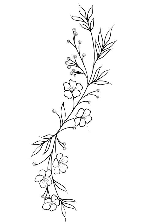 Vine Sketch Simple, Collarbone Vine Tattoo, Leaves Wrapped Around Leg Tattoo, Leaf Vine Drawing, Floral Tattoo Design Simple, Foot Tattoo Stencil, Flower Vine Stencil, Flores Tattoo Mujer, Floral Vine Tattoos