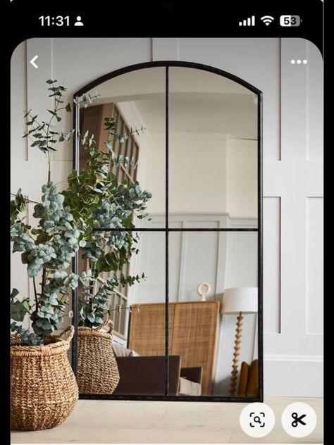 Large Mirror Over Fireplace, Paned Mirror, Wall Mirror Ideas Living Room, Dining Room Mirror Wall, Foyer Mirror, Window Pane Mirror, Scandi Furniture, Statement Mirror, Large Hallway