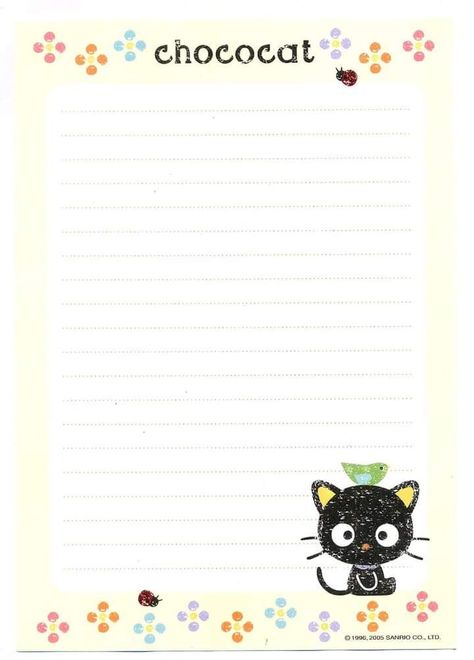 Sanrio Letter Paper, Memopad Design, Cute Letter Paper, Memo Pad Printable, Sanrio Notebook, Memo Pad Design, Hello Kitty Printables, Cute Scrapbooks, Lined Writing Paper