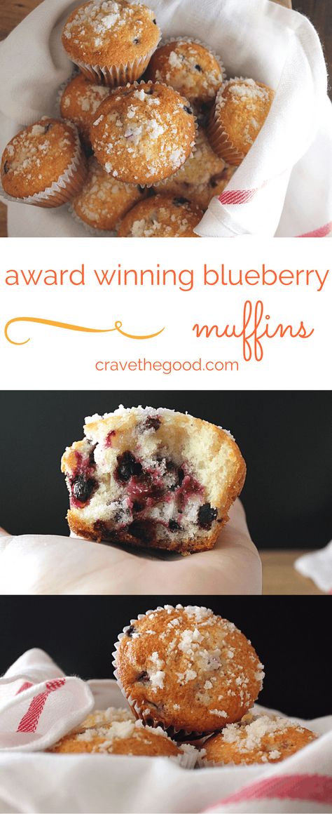 Award Winning Blueberry Muffins. Bake some of these up for your family and friends, and blow them away! | cravethegood.com Award Winning Blueberry Muffins, Award Winning Muffin Recipes, Award Winning Muffins, Spectacular Desserts, Award Winning Recipes, Award Winning Desserts, Mediterranean Breakfast, Yummy Bread, Winning Recipes