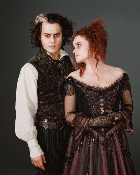 Sweeney Todd and Mrs. Lovett~Johnny Depp~And Helena Bonham Carter ~ Sweeney Todd Costume, Tim Burton Personajes, Mrs Lovett, Marla Singer, India Eisley, Colleen Atwood, Johnny Depp Movies, Tim Burton Films, Tim Burton Movie