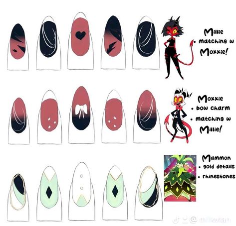 Crazy Nail Designs, Band Nails, Fake Nails Designs, Punk Nails, Nail Drawing, Cute Simple Nails, Anime Nails, Goth Nails, Grunge Nails