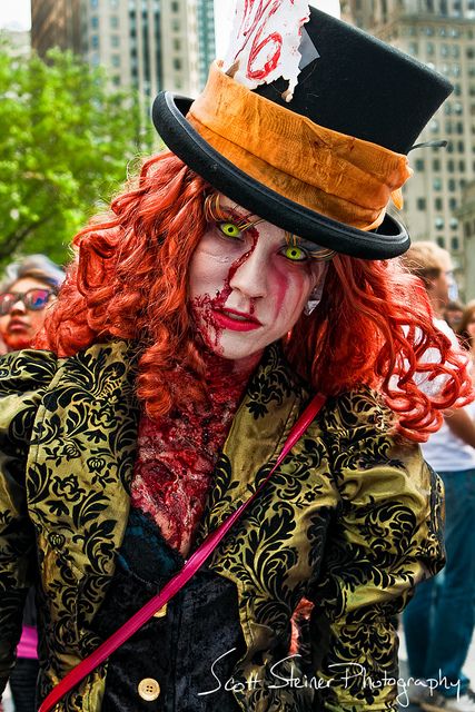 Mad Hatter Zombie | Flickr - Photo Sharing! Zombie Mad Hatter, Scary Mad Hatter Makeup, Scary Mad Hatter, Hatter Makeup, Mad Hatter Makeup, Mad Hatter Cosplay, Halloween Alice In Wonderland, Halloween Duo, Pool Dance