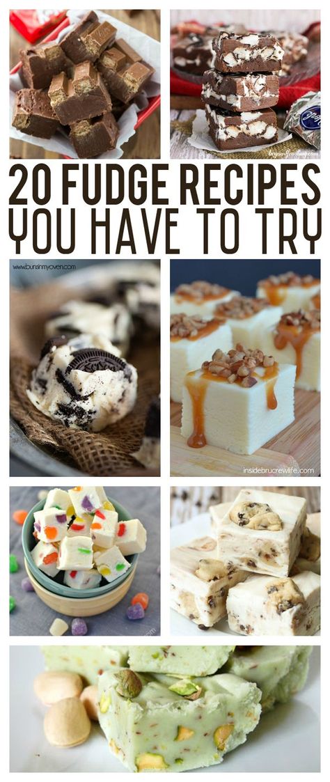 Twenty Fudge Recipes You Have To Try Types Of Fudge, Fudge Ideas, Pistachio Fudge, Cherry Fudge, Cookie Dough Fudge, Chocolate Cookie Dough, Desserts Snacks, Christmas Treat, Homemade Candies