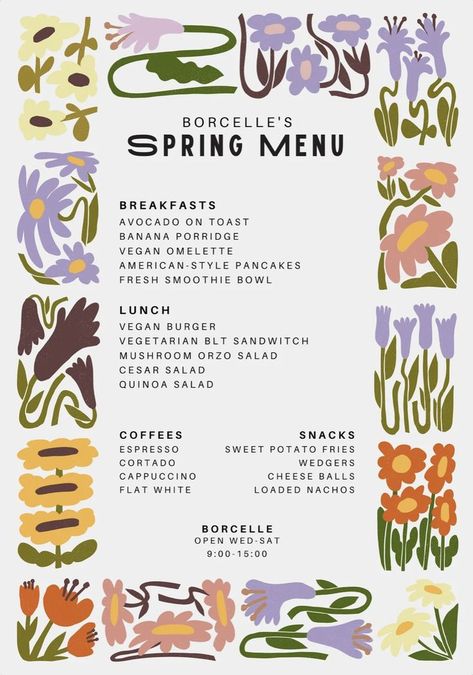 Red Template, Spring Cafe, American Style Pancakes, Vegan Omelette, Coffee Menu Design, Spring Menu, Loaded Nachos, Coffee Snacks, Fresh Smoothies