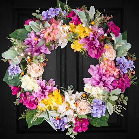 PRICES MAY VARY. Colorful Wreaths for Front Door Year Round: The designer has paired a large number of high-quality silk flowers with bright colors and 100% handmade, giving people a beautiful and natural feeling and helping you create a warm home environment Handmade Wreath for Home Decor: Wreath can be used for various occasions, such as home decoration, party decoration, photo props, wedding decoration, shop decoration, etc., adding a beautiful and pleasant atmosphere to your life Door Wreath Spring Wreath Ideas Diy, Colorful Wreaths, Photo Props Wedding, Spring Summer Wreath, Colorful Wreath, Decoration Photo, Wedding Wreaths, Decoration Party, Handmade Wreaths