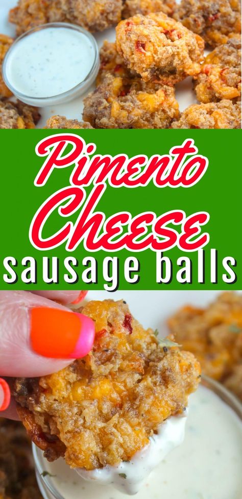 Pimento Cheese Sausage Balls, Party Food Favorites, Cheese Sausage Balls, Sausage Cheese Balls, Raw Breakfast, Sausage Balls Recipe, Pimento Cheese Recipes, Family Dinner Night, Sausage Balls