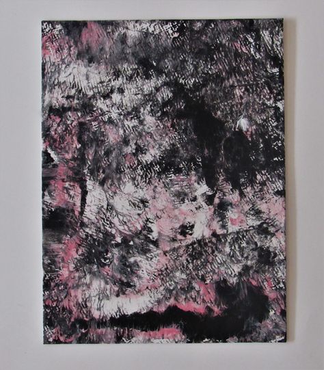 Black Paintings, Automatic Drawing, Abstract Techniques, Pink Abstract Painting, Pink Painting, Pink Abstract, Pink Art, Black And White Abstract, Canvas Texture