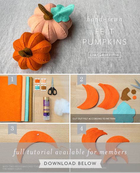 Pumpkin Felt Pattern, Autumn Pumpkin Decor, Felt Pumpkin Pattern, Felt Fall Crafts, Felt Pumpkins Diy, Sewing Pumpkins, Pumpkin Diy Crafts, Sew Pumpkins, Pumpkin Sewing Pattern