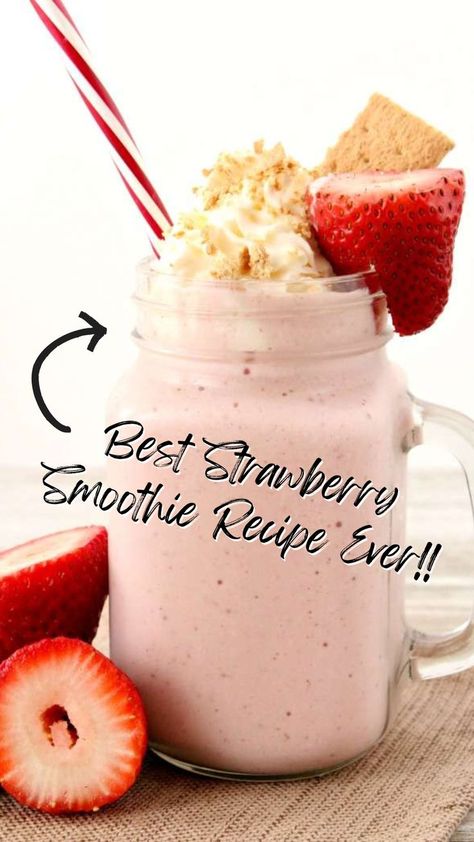 Strawberry Cheesecake Smoothie Strawberry Shortcake Shake, Cheesecake Smoothie Healthy, Cheesecake Smoothie Recipes, Strawberry Cheesecake Protein Shake, Strawberry Cheesecake Smoothie, Pudding Smoothie, Recipes On The Grill, Coffee Protein Smoothie, Cold Drinks Recipes