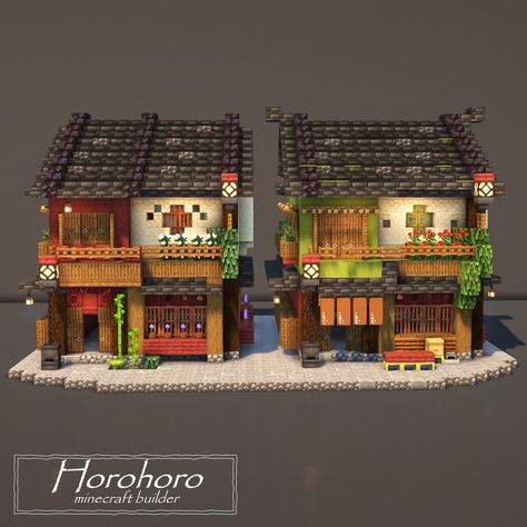 Horohoro (@horohoro_minecraft) • Instagram photos and videos Minecraft Grocery Store Interior, Minecraft Alleyway, Minecraft Onsen, Minecraft Build Styles, Horohoro Minecraft, Minecraft Store Interior, Japan Minecraft Builds, Studio Ghibli Minecraft, Town Center Minecraft