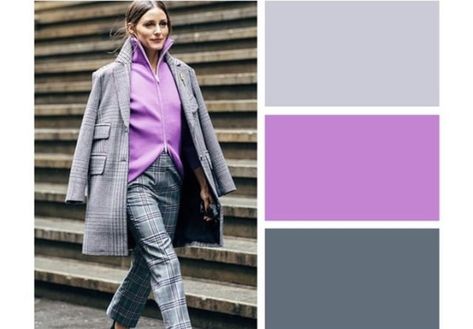 Grey Colour Combination Dress, Magenta Color Combinations Outfit, Winter Outfit Accessories, Style Palette, Bright Colored Outfits, Combination Dresses, Color Outfits, Colour Combinations Fashion, Color Combos Outfit