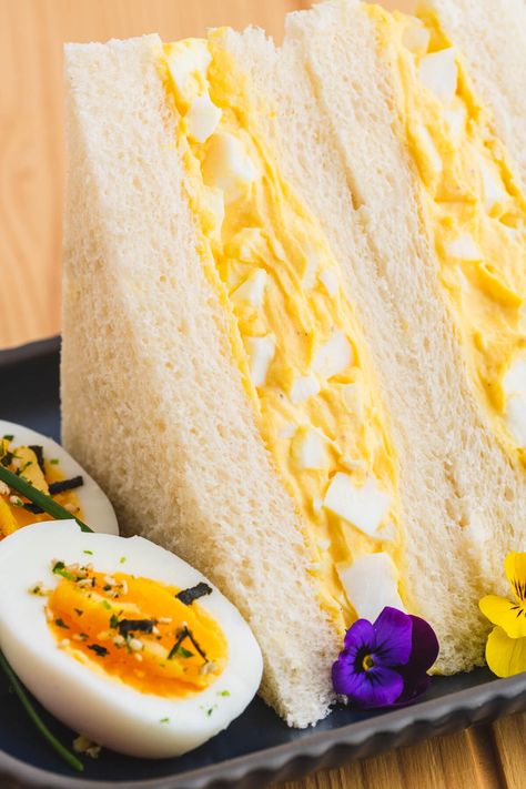 Japanese Egg Salad Sandwich (Tamago Sando) - Dish 'n' the Kitchen 7 11 Food, Japanese Egg Salad Sandwich, Japanese Egg Salad, Egg Japanese, Tamago Sando, Japanese Egg, Fruit Sandwich, Egg Salad Sandwich, Egg Sandwich