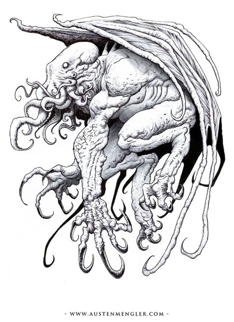 The Best Cthulhu Art from the Lovecraft Mythos - Mega Pencil Cthulhu Tattoo, Lovecraft Art, Cthulhu Art, Lovecraft Cthulhu, Lovecraftian Horror, Hp Lovecraft, Cthulhu Mythos, Cosmic Horror, Monster Mash